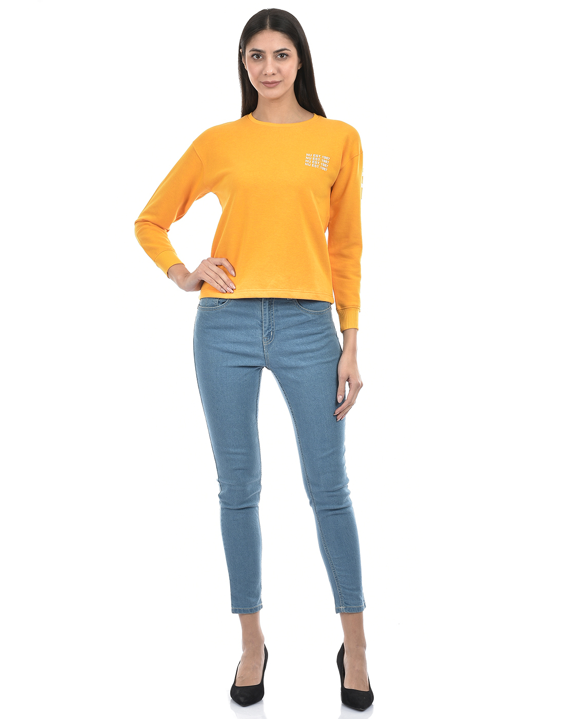 Numero Uno Women Typography Yellow Sweat Shirt